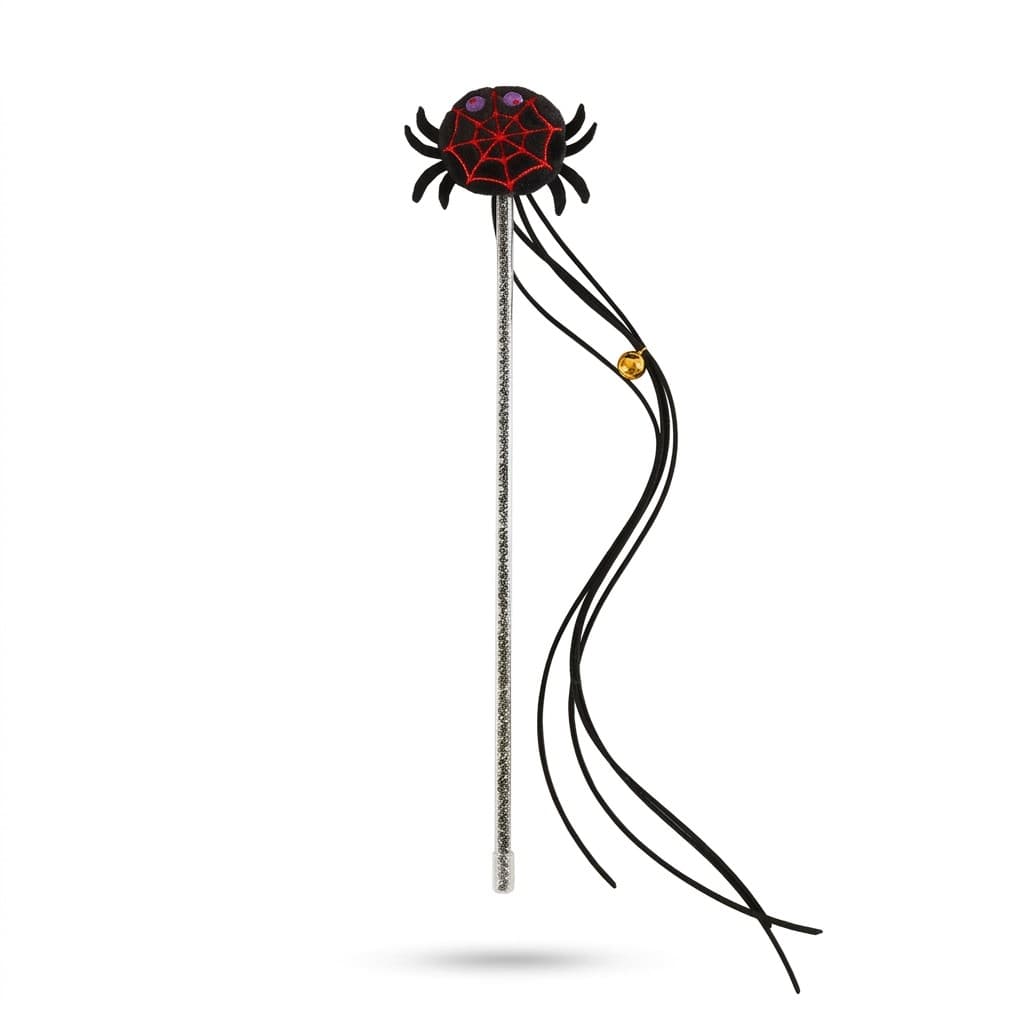 Halloween Plush Cat Wand Teaser, Spider Pumpkin & Bat Tassel Toy