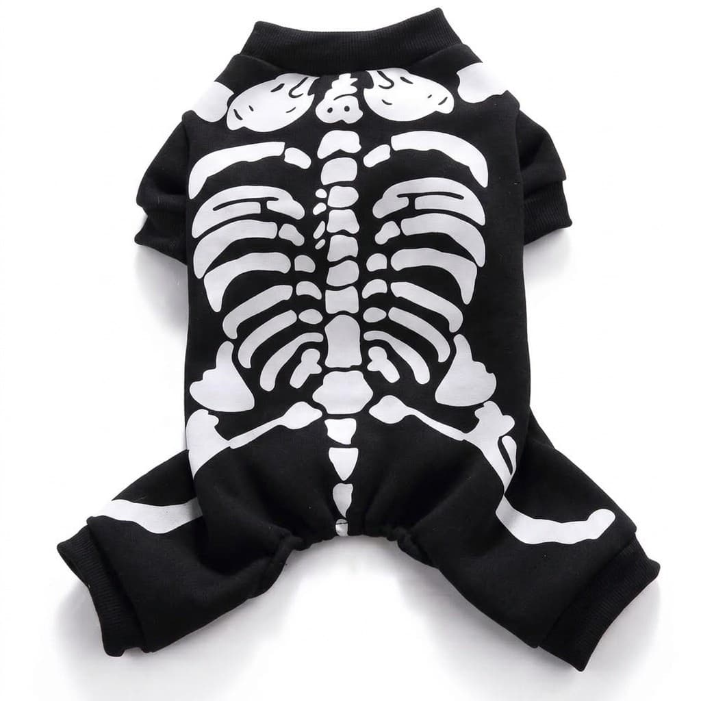 Skeleton Print Halloween Bodysuit for Dogs, Soft Polyester Four-Leg Jumpsuit