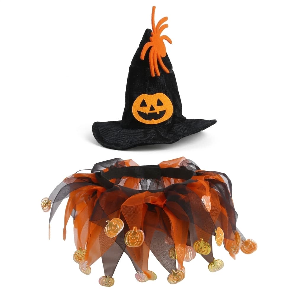 Witch Hat & Collar Halloween Costume Set for Cats & Small Dogs