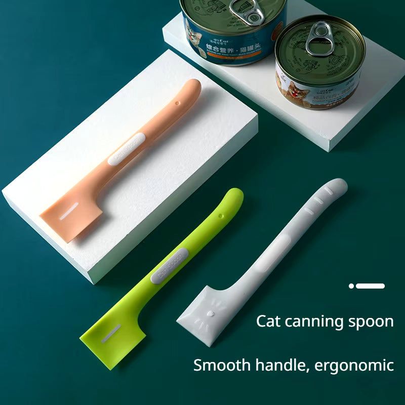 Long-Handled Cat Canning Spoon for Pet Wet Food & Lid Opening