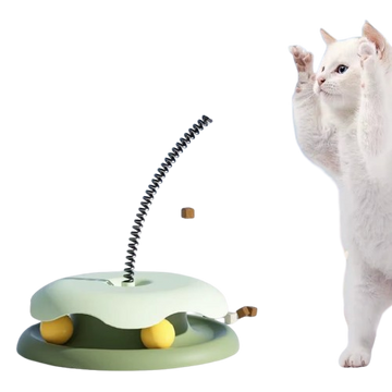 Hot Cat Toys Set High Cat Stick, Turntable Ball & Leaky Food