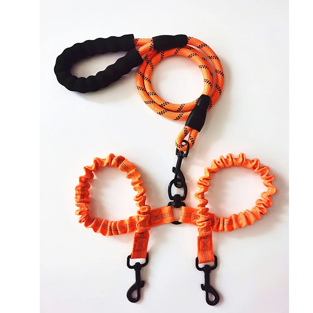 2 Dogs Leash Coupler Double Twin Lead Walking Dog Leashes