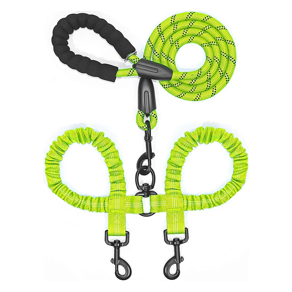 2 Dogs Leash Coupler Double Twin Lead Walking Dog Leashes