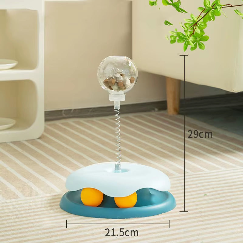 Hot Cat Toys Set High Cat Stick, Turntable Ball & Leaky Food