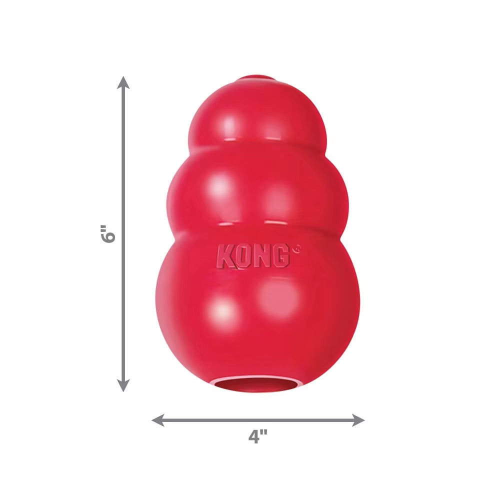 Classic Dog Toy Tough Natural Rubber, Red, Fun to Chew