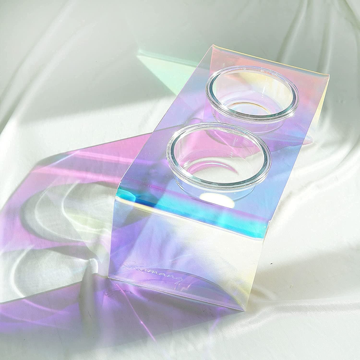 Dazzling Acrylic Pet Bowl – Iridescent Food & Water Basin