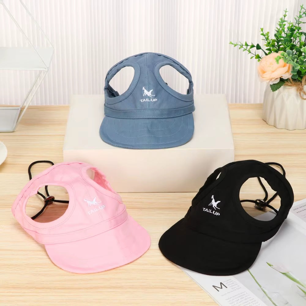 Pet Baseball Hat with Ear Holes - Adjustable Sun Cap for Pets
