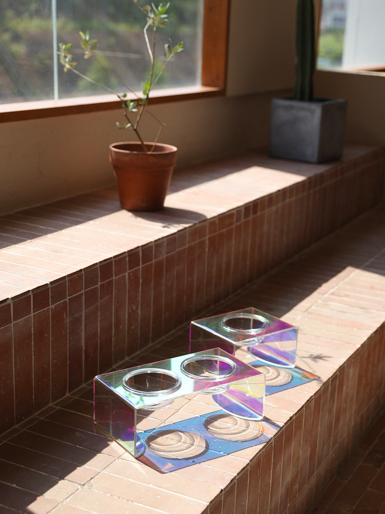 Dazzling Acrylic Pet Bowl – Iridescent Food & Water Basin