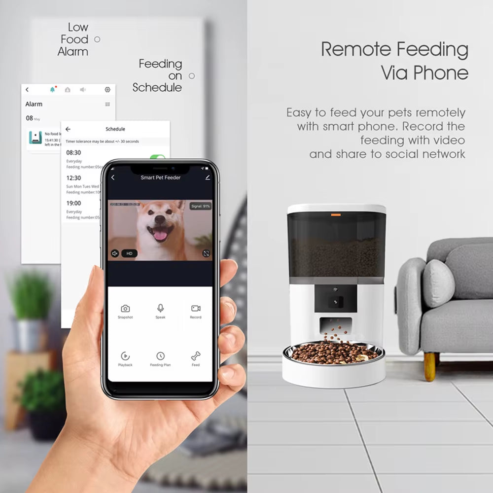 4L Smart Pet Feeder with Camera & App Control, Auto Dispenser