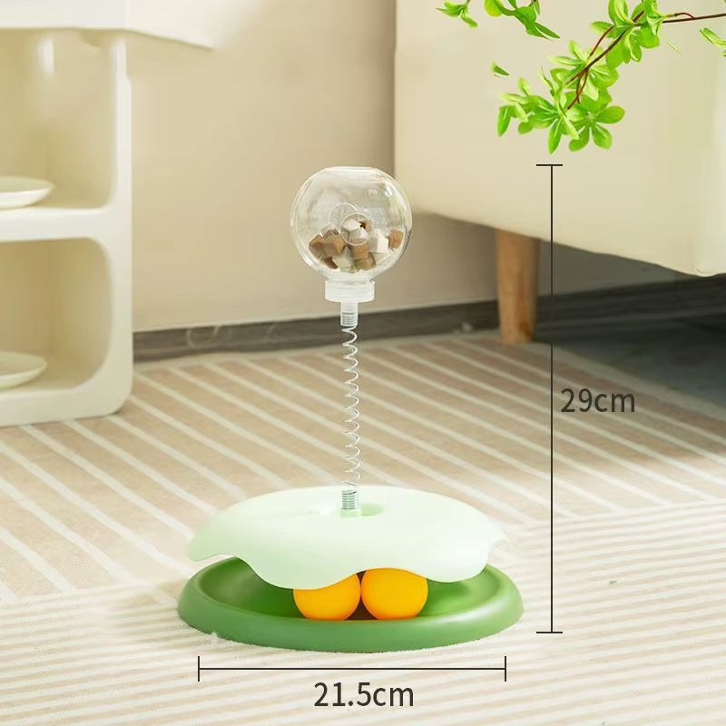 Hot Cat Toys Set High Cat Stick, Turntable Ball & Leaky Food