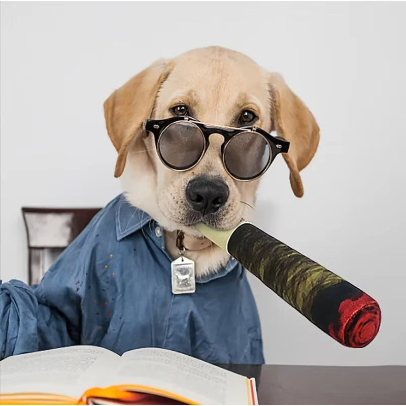 Plush Squeaky Cigar Dog Toy – Small, Chew-Resistant Fun