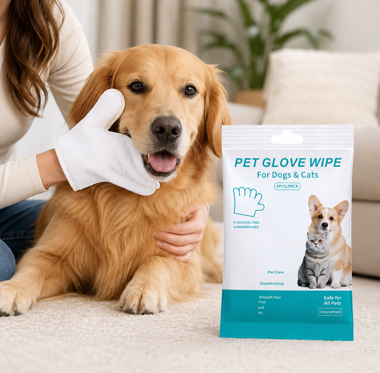 Pet Grooming Wipes – Gentle Daily Cleaning with Extra Thick Cloth
