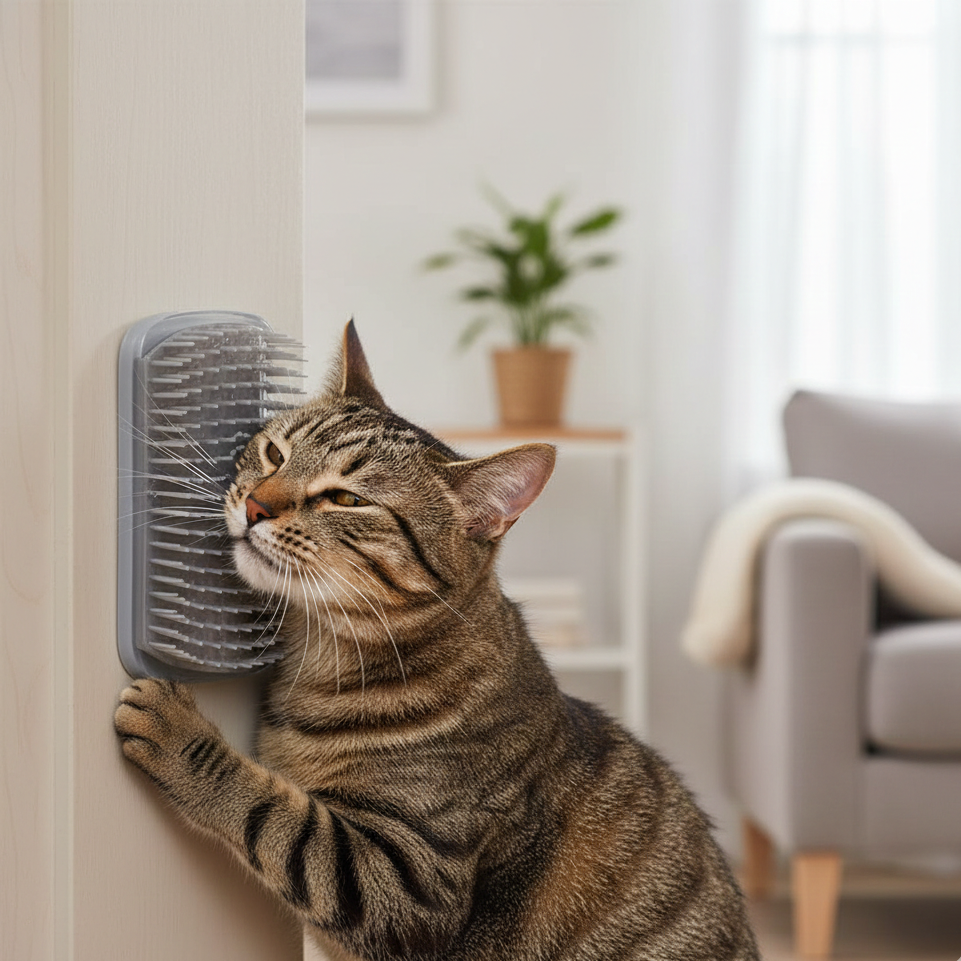 Cat Corner Scrubber & Massager – Scratching Brush Comb