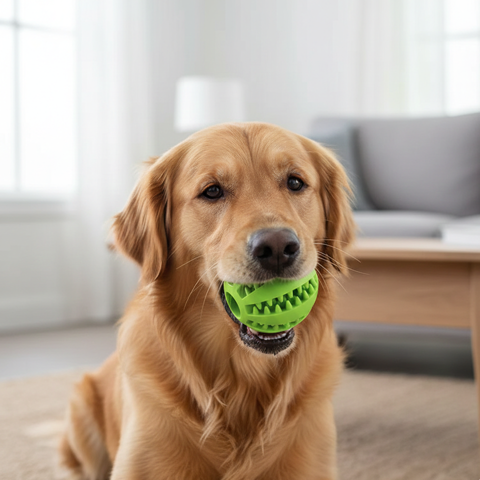Extra-Tough Natural Rubber Dog Chew Ball – 5cm, Interactive