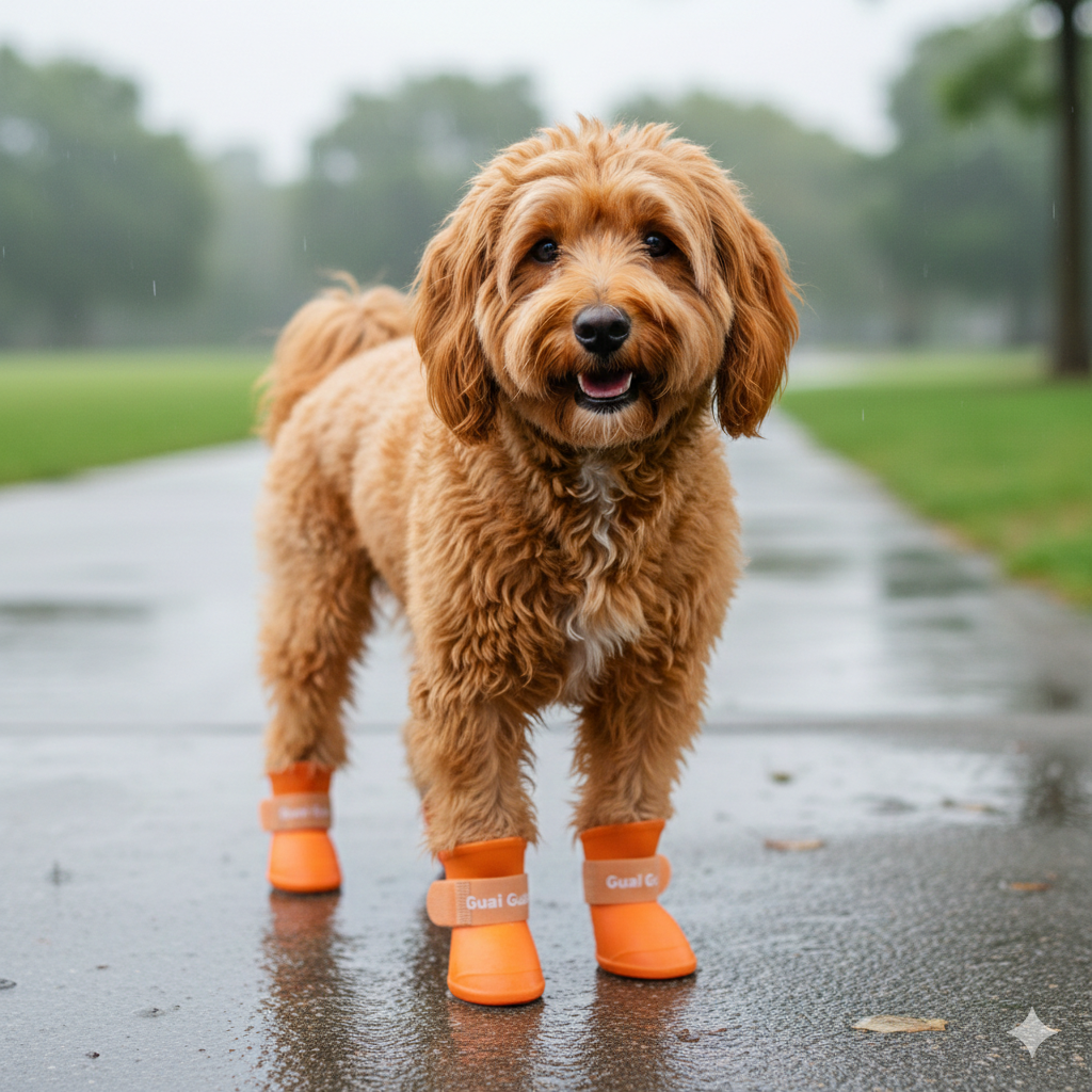 4Pcs Waterproof Anti-Slip Rubber Rain Boots for Dogs & Cats