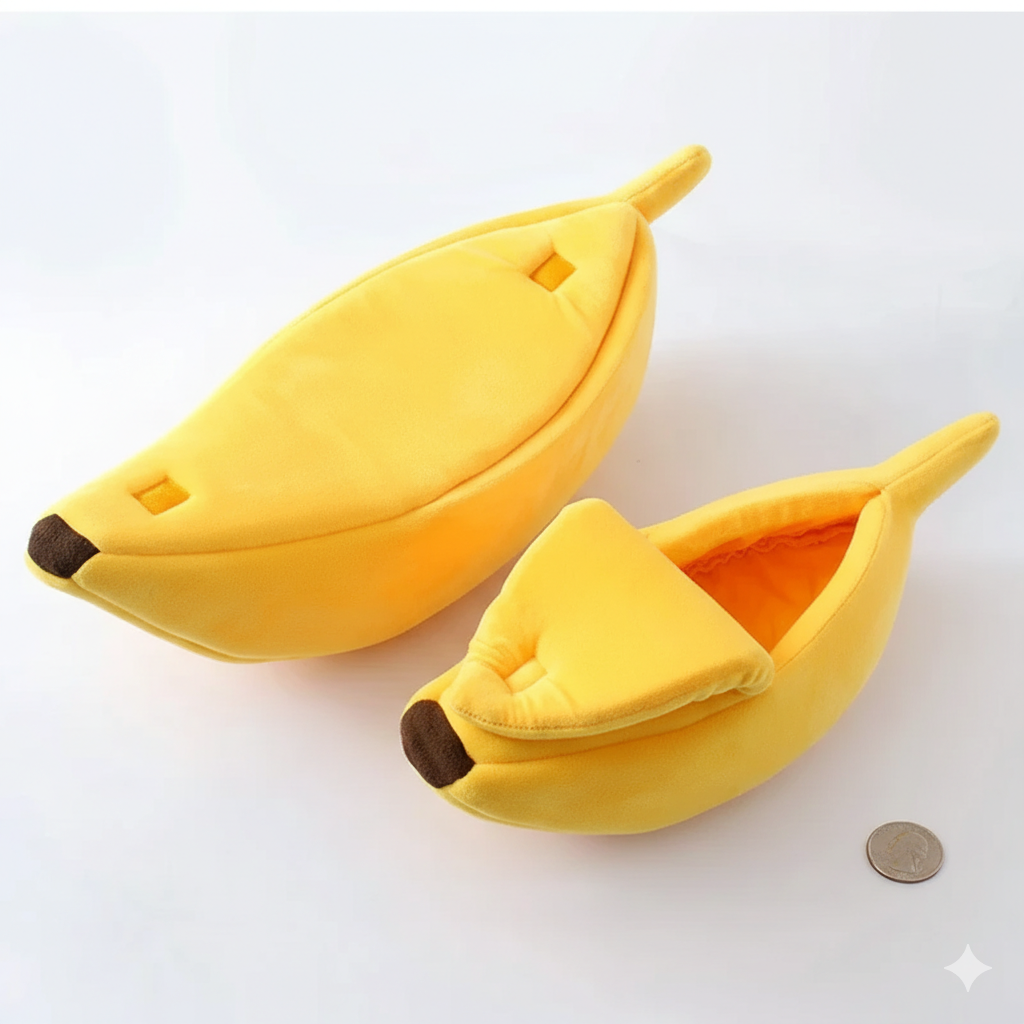 Cozy Banana Cat Bed – Cute, Warm, Durable & Portable Pet House