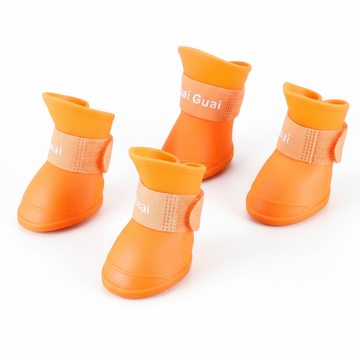 4Pcs Waterproof Anti-Slip Rubber Rain Boots for Dogs & Cats