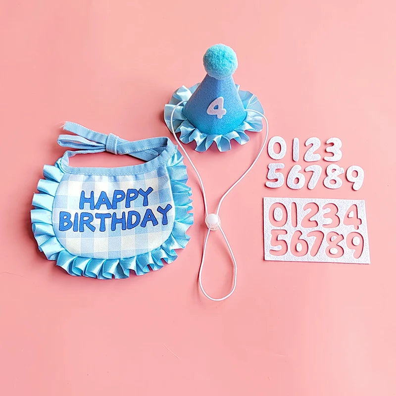 Pet Birthday Hat & Bib Set – Cute Costume for Cats & Dogs
