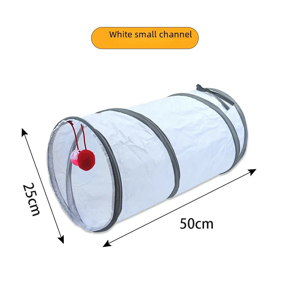 White Cat Tunnel Toy - Interactive Dragon Playground for Cats