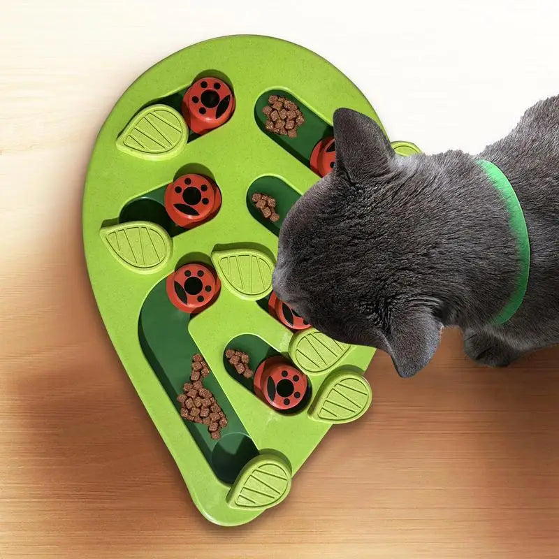 Green Leaf Cat Toy, Dog Feeder, Slow Food Puzzle, Interactive