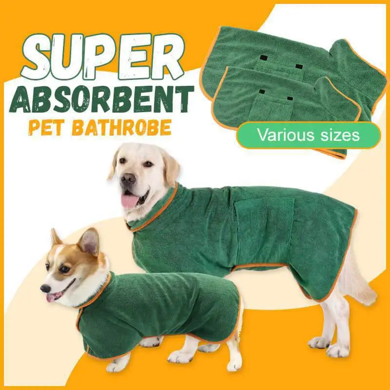 Absorbent Dog Bathrobe Towel Quick Dry Wrap for Pets