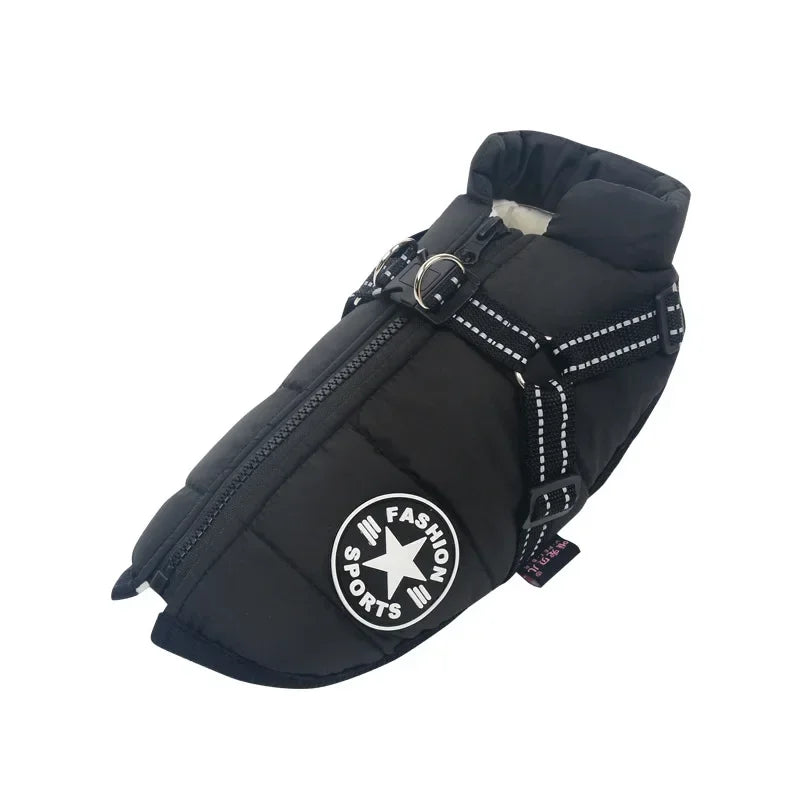 Waterproof Winter Dog Jacket Fleece Coat with Harness