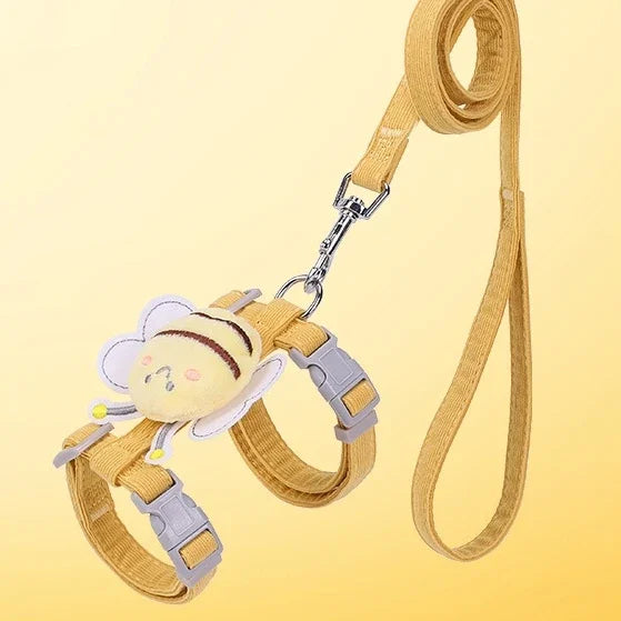 Cartoon Bee Pet Harness Leash Set for Small/Medium Dogs/ Cats
