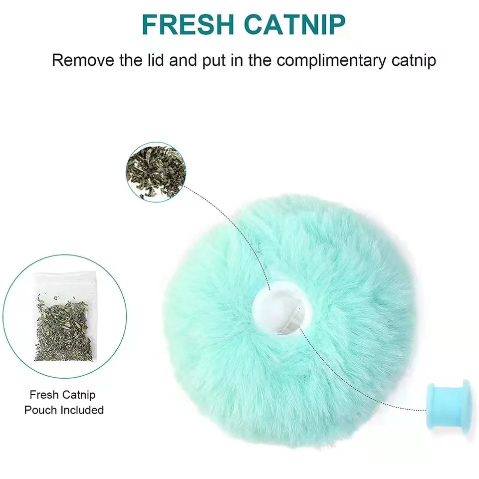 Smart Electric Cat Toy Ball – Plush, Catnip, Squeaky Fun