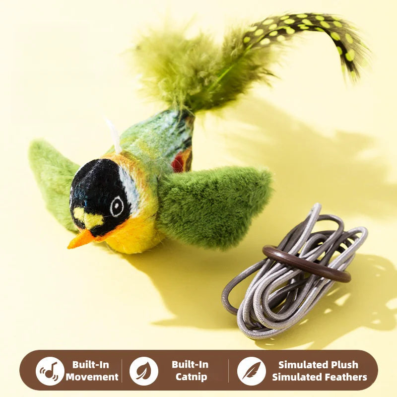 Interactive Cat Toy with Bird Sound & Catnip for Kittens