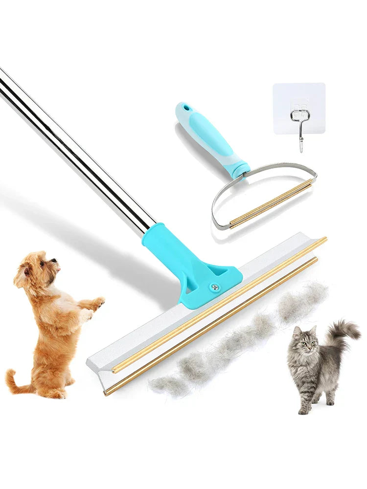 Adjustable Pet Hair Remover Set – Carpet Rake & Lint Broom