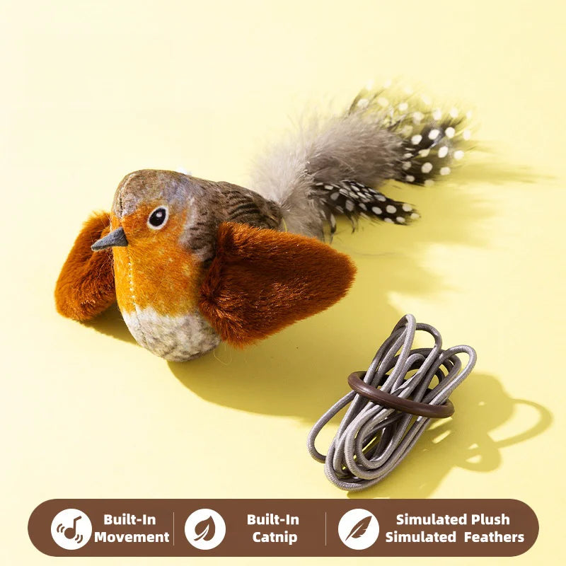 Interactive Cat Toy with Bird Sound & Catnip for Kittens