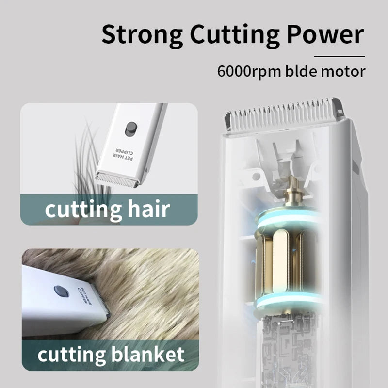 Cordless Dog Clipper Rechargeable Low-Noise Pet Grooming Trimmer