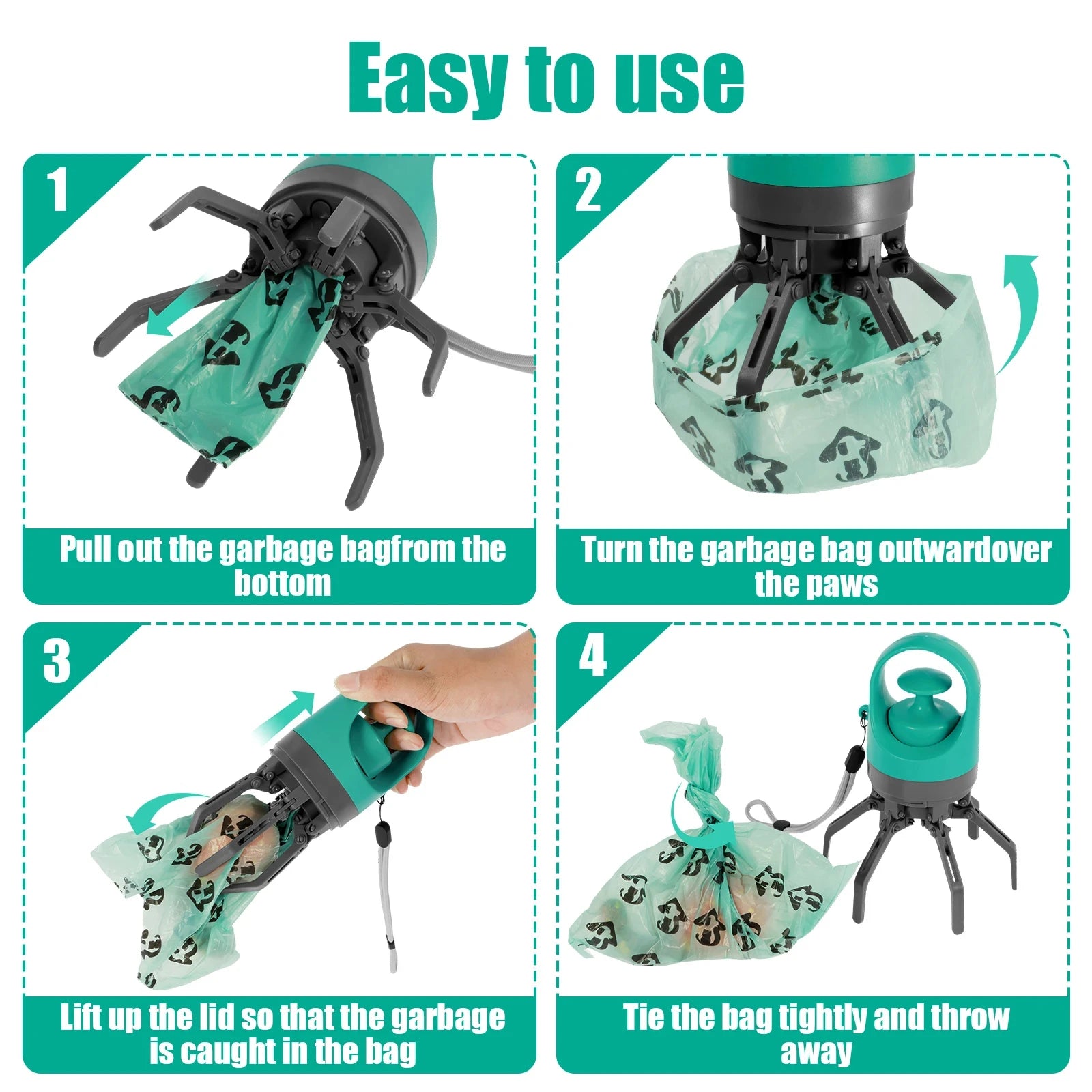 Portable Six-Claw Pet Poop Picker