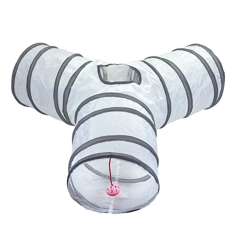 White Cat Tunnel Toy - Interactive Dragon Playground for Cats