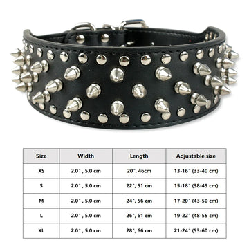 Spiked Studded Leather Dog Collar Adjustable for Pets