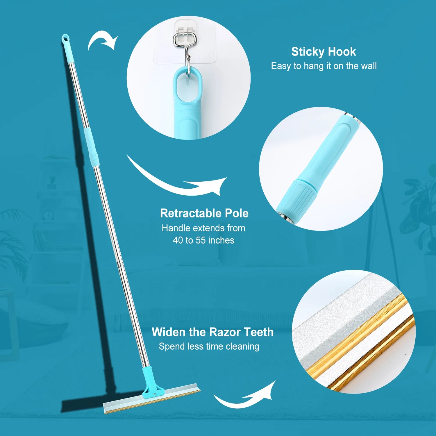 Adjustable Pet Hair Remover Set – Carpet Rake & Lint Broom