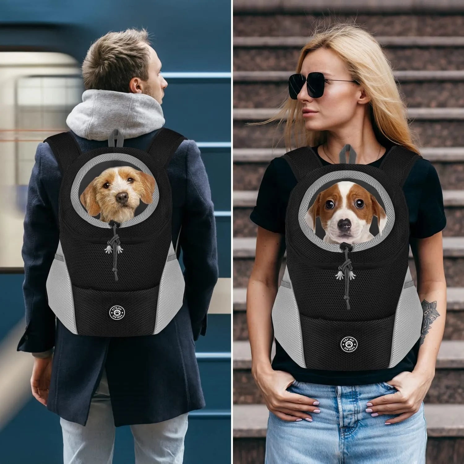 Portable Pet Backpack Double Shoulder Dog Carrier for Outdoor Travel