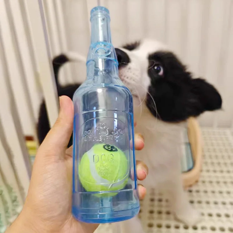 Pet Chew Toy TPR Bite-Resistant Beer Bottle with Tennis Ball