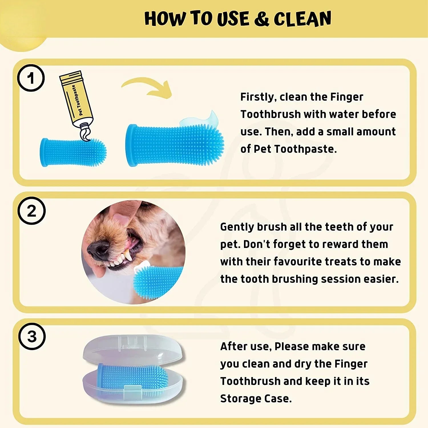 3/1Pcs Pet Finger Toothbrush for Cats & Small Dogs Teeth