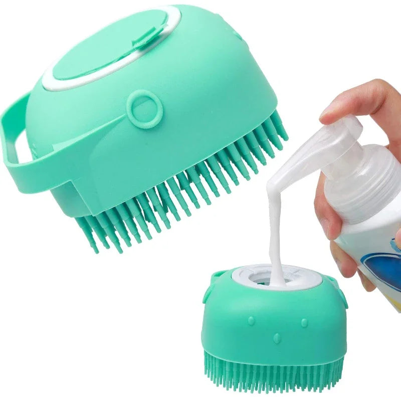 Pet Dog Shampoo Brush 2.7Oz 80ml Silicone Massage Comb for Bath