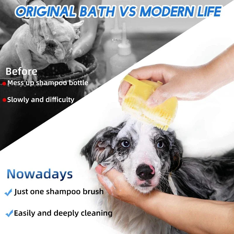 Pet Dog Shampoo Brush 2.7Oz 80ml Silicone Massage Comb for Bath