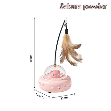 Smart Electric UFO Cat Teaser Toy w/ Bell & Feather