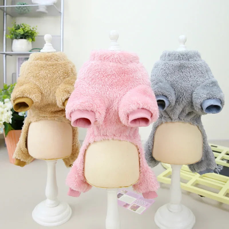 Winter Dog Jumpsuit Warm Flannel Outfit for Small Pets
