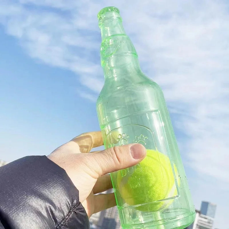 Pet Chew Toy TPR Bite-Resistant Beer Bottle with Tennis Ball
