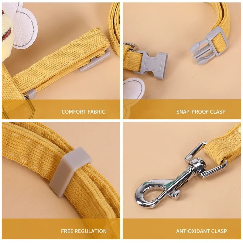 Cartoon Bee Pet Harness Leash Set for Small/Medium Dogs/ Cats