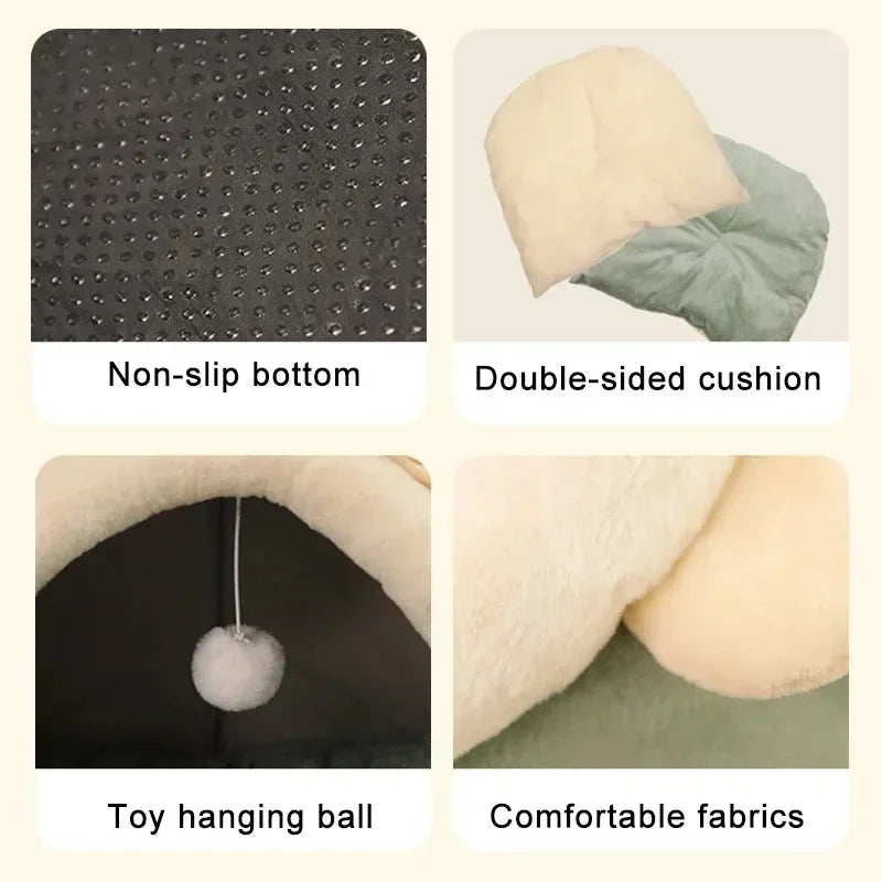 Cozy Cat Bed House Nest Cushion Tent Pet Sleeping Cave Basket