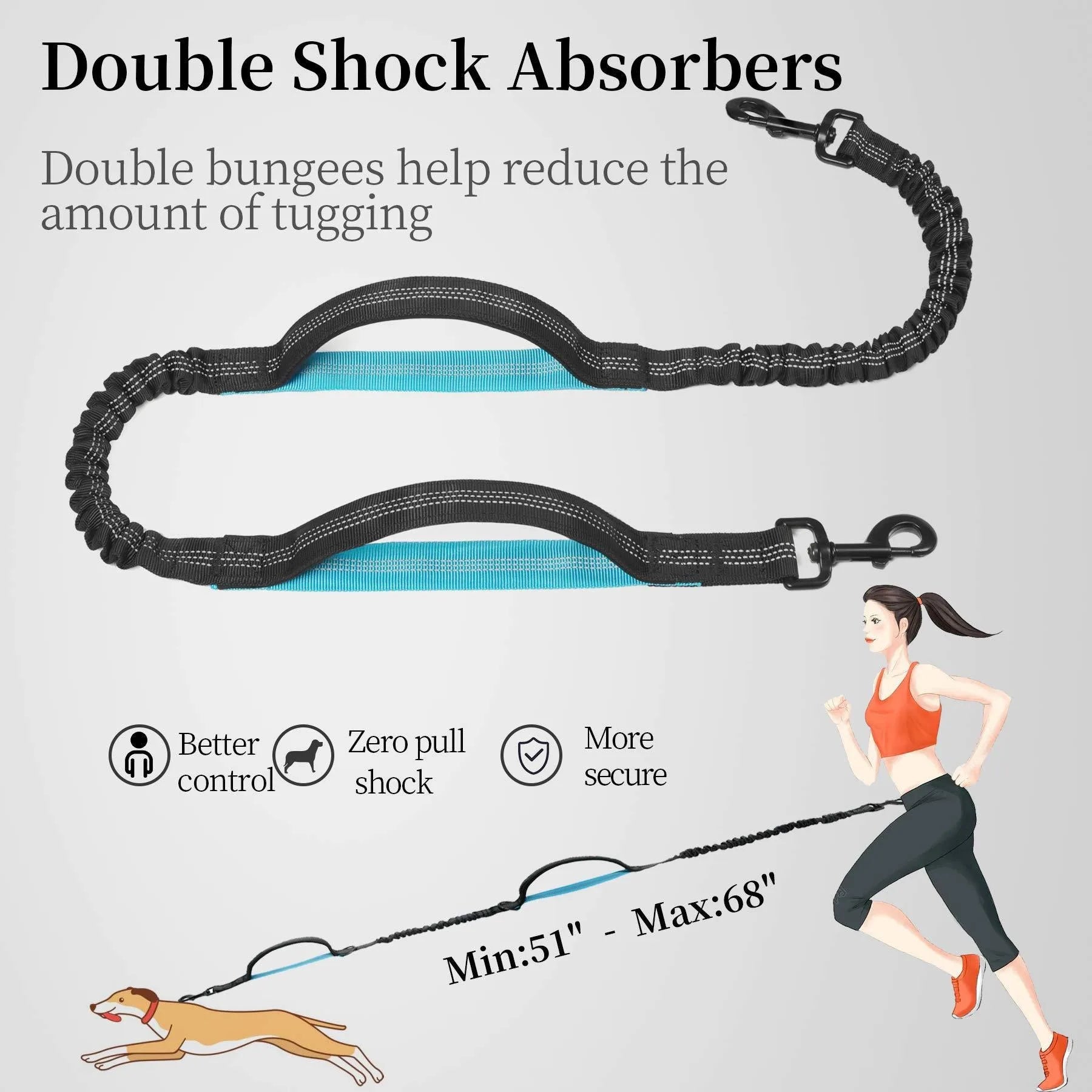 Hands-Free Retractable Leash with Pouch & Padded Handles
