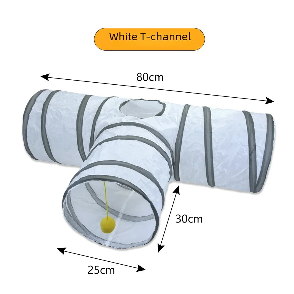 White Cat Tunnel Toy - Interactive Dragon Playground for Cats