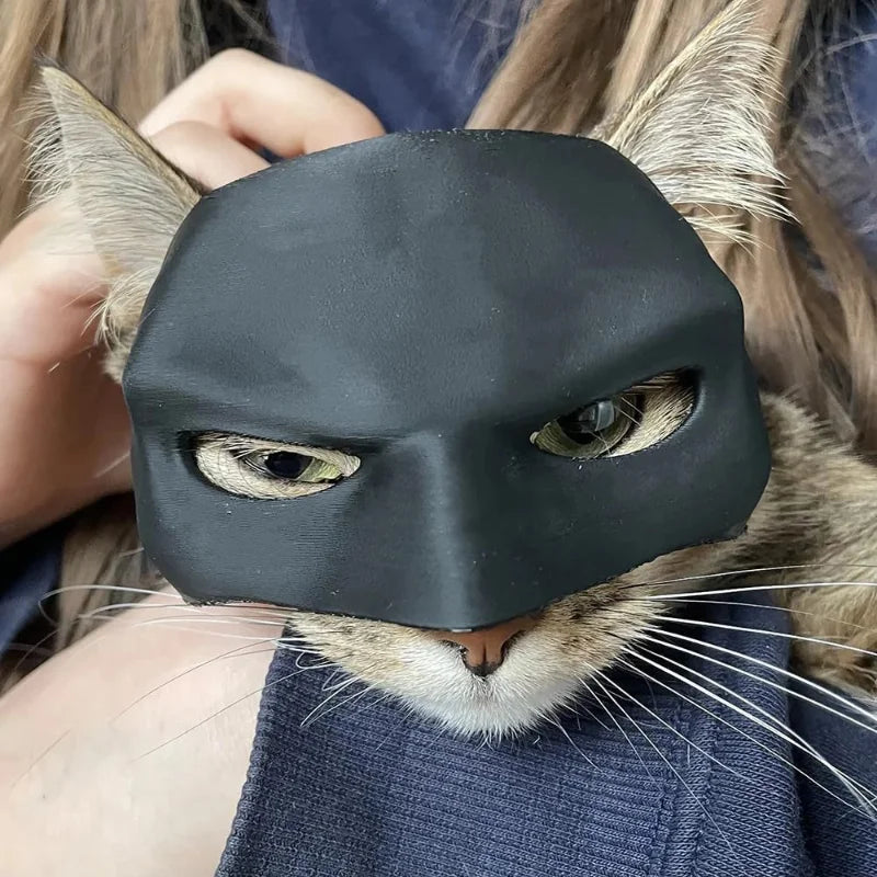 Black Bat Cat Mask - Cute Matte Bat Toy for Cats & Pets