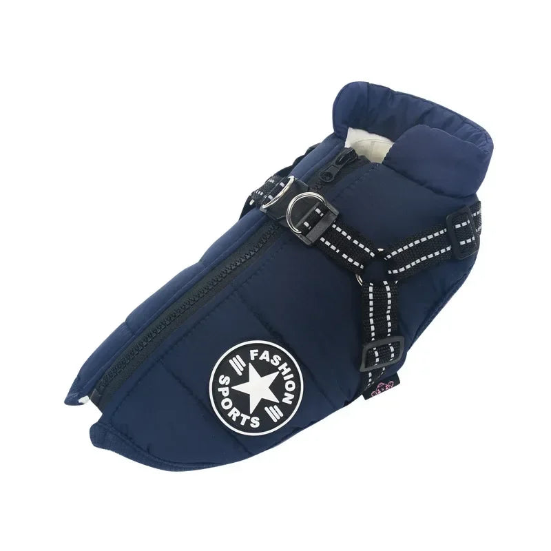 Waterproof Winter Dog Jacket Fleece Coat with Harness